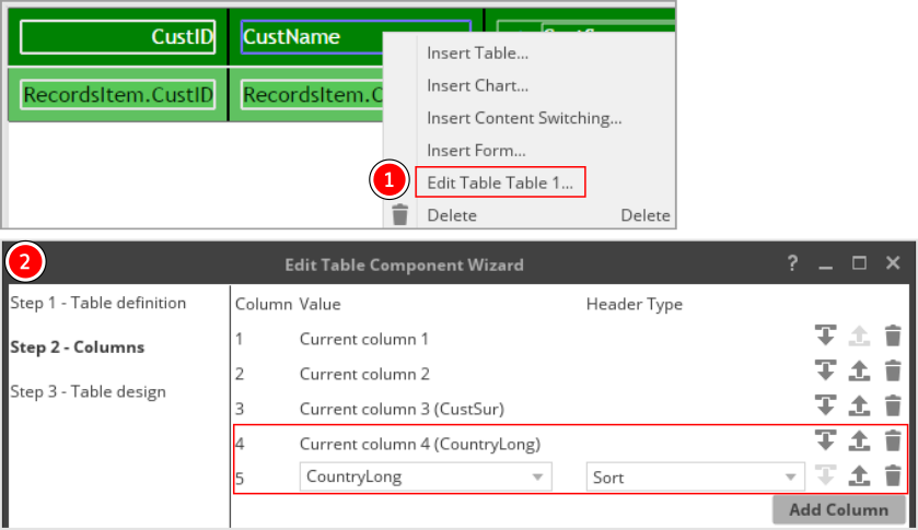 Table editing.