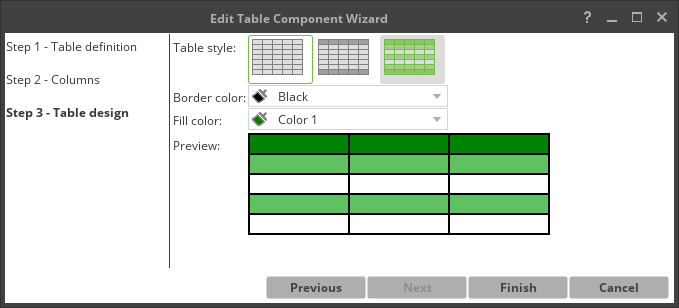 Step 3 – Table design.